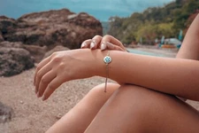 Blue Opal Sand Dollar Bracelet 925 Sterling Sliver Jewelry For Women Girls