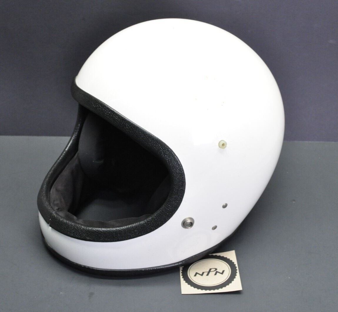 Vtg '74 Safetech Racer Cromwell X3 Super Motorcycle Helmet White