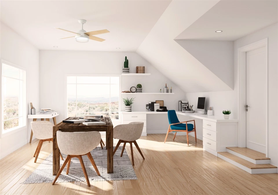 Hunter Fan 52 inch Contemporary Fresh White Ceiling Fan with Light Kit 4 Blades - Image 3 of 4