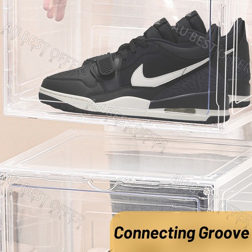 6X Premium Sneaker Shoe Box Clear Display Case Plastic Stackable Magnetic AUS - Picture 6 of 10