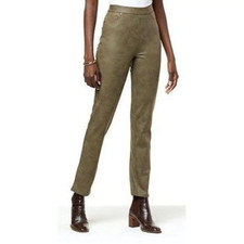 DG2 Diane Gilman Women's Coated Knit Slim Pant Dark Olive ST