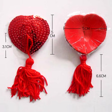 1 Paar Nippelcover Herz mit Tassel Brustwarzen-Abdeckung BH Brustschmuck ROT