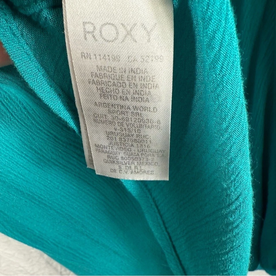 Vestido informal Roxy verde azulado playa para mujer sin mangas para encubrimiento de natación pequeño Foto 3 de 4