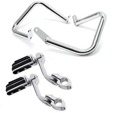 KUAFU For Yamaha V-Star 400 650 XVS650 Engine Guard Crash Bar +Highway Foot Pegs