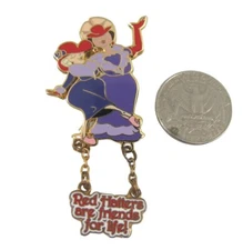 Red Hat Society Enamel Dangle Lapel Pin Red Hatters Are Friends For Life Lady