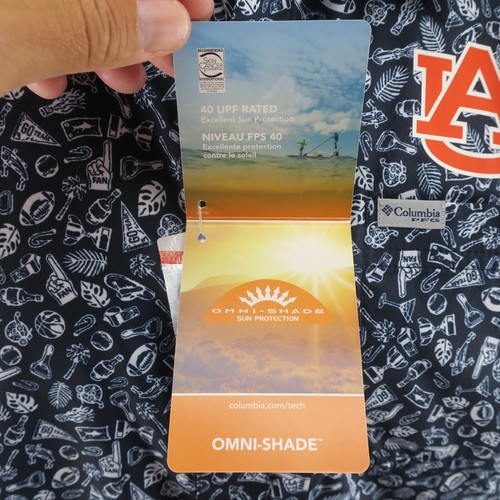 Columbia PFG Auburn Tigers Vented Fishing Shirt Mens Small Super Slack Tide - Picture 6 of 10