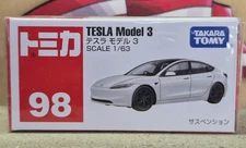 TOMICA #98 TESLA MODEL 3 1/63 SCALE NEW IN BOX USA STOCK!!!