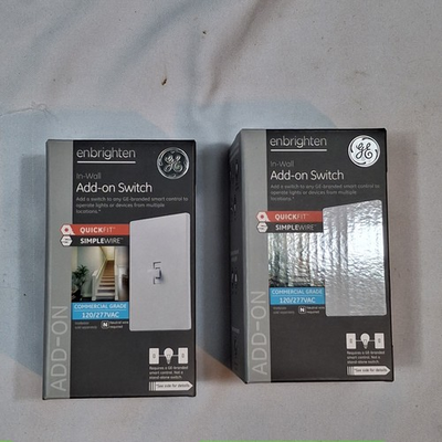 #ad Lot 2 GE Enbrighten Add On Switch With QuickFit AS2006 Commercial Grade $13.99