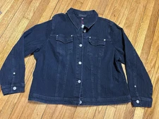 Gitano Denim Jean Jacket 1980 Vtg Button Black 24W