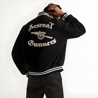 Arsenal Lettermen Jacket Men women Varsity Jacket Black Wool