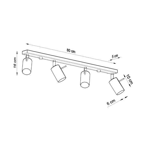 Plafonnier design en acier gris 4 spots Ring Line pour cuisine - 4