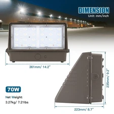 Full Cut Off LED Wall Pack Light 3000K-5000K Commercial Industrial Area Lamp 75W