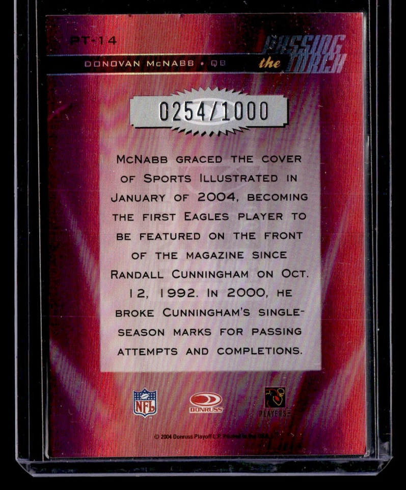 2004 Donruss Elite #PT-14 Donovan McNabb Passing the Torch #/1000 - Image 2 of 2