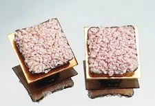 Vintage Mid Century MATISSE Square Copper Pink Sea Foam Clip On Earrings