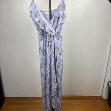 NWT Everly Purple Floral Ruffle Tie Lined Maxi Dress Women's Size Medium Spring