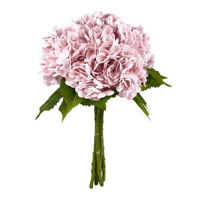 21In Pink Artificial Hydrangea Flowers 5 Pcs Real Touch 3D Print Latex Flower...