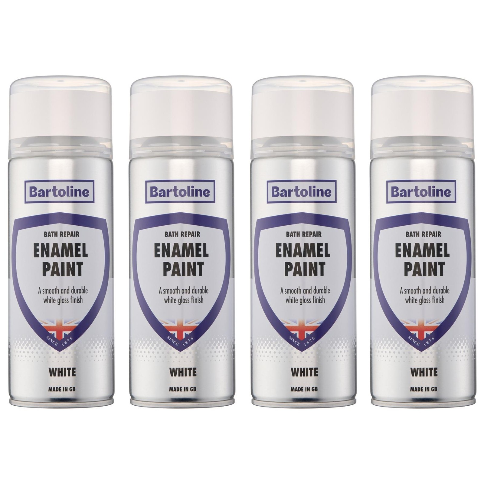 4x Bartoline PP3036 White Enamel Bath Repair Spray Paint 400mL Bathroom Aerosol