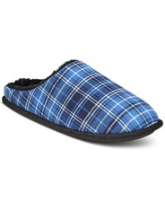 Club Room K1557 Men's Plaid Slippers Blue Size S / 6-7M
