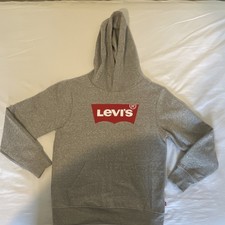 Levi's Gray Fleece Pullover Hoodie L 10/12 Unisex Kids Logo Long Sleeve