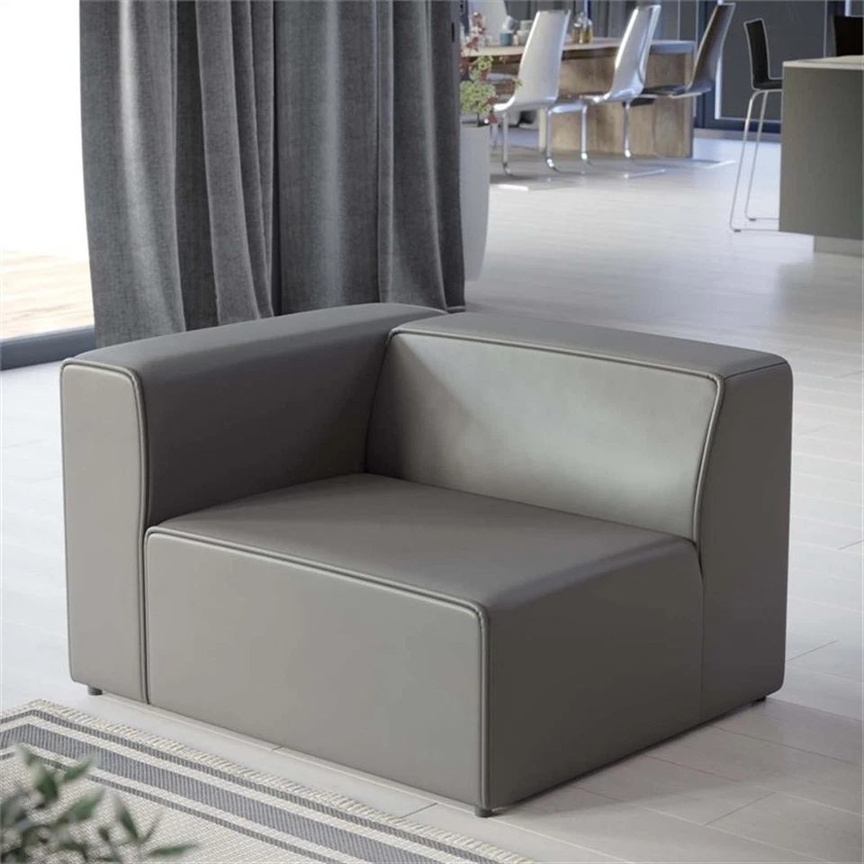 Silla Modway Mingle Moderna Imitación Cuero Brazo Izquierdo en Acabado Gris Foto 2 de 4