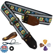 Adjustable Guitar Strap,Comfortable and durable Jacquard Embroidery Cotton Gu