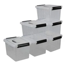 6 Quart Plastic Storage Box, Clear Storage Bins with Lid, Pack of 6