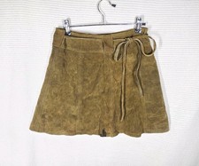 Vintage 60s Leather Wrap Mini Skirt Brown Mod Genuine Jorgens California Hippie