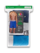 Fruit Of The Loom Mens 3 Pack Knit Boxers Relaxed Fit Moisture Wicking