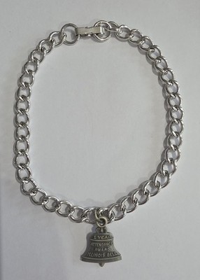 VINTAGE STERLING SILVER BELL SYSTEM 1 Year Attendance Award Charm Bracelet 