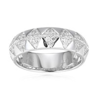 Cavill Damenring 925 Sterling Silber WeißEr Topas 0,48Ct Geometrisch