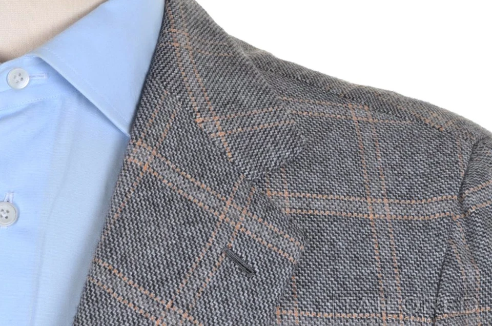 Blazer chaqueta abrigo deportivo BORRELLI gris a cuadros de lana para hombre - EU 56 / US 44 L Foto 4 de 4