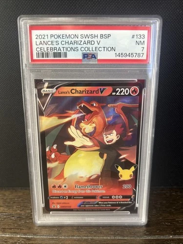 2021 Pokémon TCG Lance's Charizard V SWSH133 Promo Celebrations PSA 7