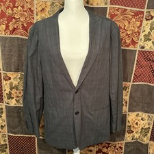 John Varvatos Blazer Jacket Men's 44 Plaid Charcoal Sport Coat Two-Button Jacket