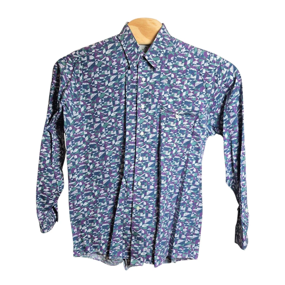 VTG 90s Austin Reed Long Sleeve Button Down Shirt Geometric Retro Men's M - Image 2 of 4