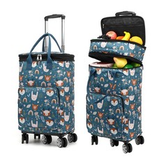 2 in 1 Shopping Cart with Wheels, Grocery, Portable Utility Dolly, Luggage Ca...