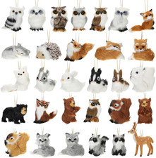 Plush Animal Christmas Ornaments, Felt Woodland Forest Furry Animals for Christm