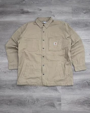 Carhartt Shirt Jac Jacket Rugged Flex Men's M Relaxed Fit Canvas Fleece Lined