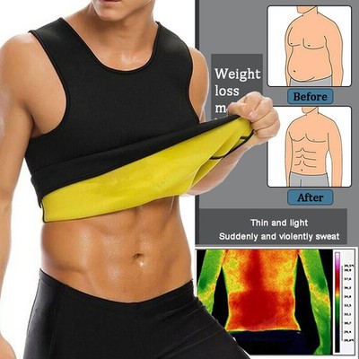 Men's Sweat Sauna Suit Vest Waist Trainer Body Shaper Tank Top Compression Shirt