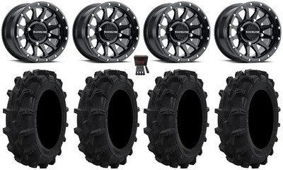 Raceline Trophy 14'' Wheels Black +38mm 27'' Mud XC Tires Renegade Outlander