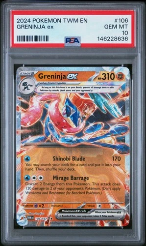 2024 POKEMON TWM EN-TWILIGHT MASQUERADE #106 GRENINJA EX PSA 10