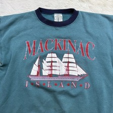 Mackinac Island Sweatshirt Size Medium Boat Ship Long Sleeve Sweater