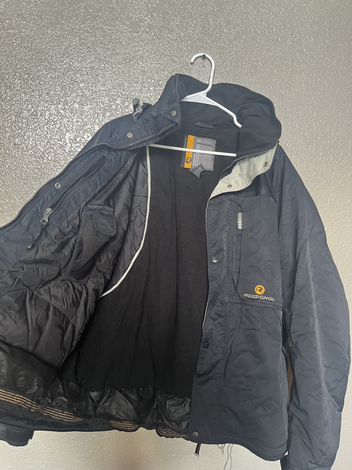 ROSSIGNOL Ski Jacket Mens X Large Hooded Insulated Waterproof Snowboard Black