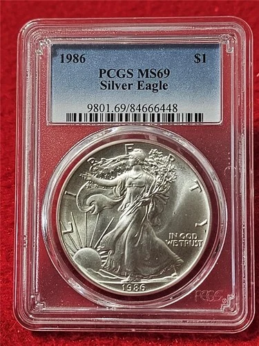 1986 American Silver Eagle $1 Dollar ASE PCGS MS 69                       #T1363