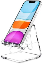 Crpich Acrylic Cell Phone Stand, Portable Clear Phone Stand for Desk, Compati...