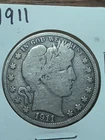 1911 (Phil)  Barber Silver Half Dollar Low Mint ~1.41 mil - Tough Date - BH55
