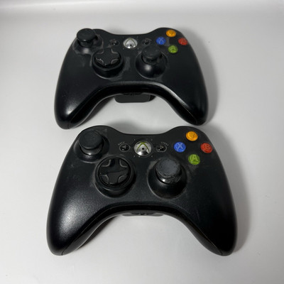 2 X Original Microsoft Xbox 360 Wireless Controller Schwarz Komplett