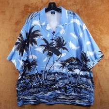 Image of HUGO BOSS Camp Shirt Mens XXL Blue Button Up Short Sleeve Hawaiian LARS $148