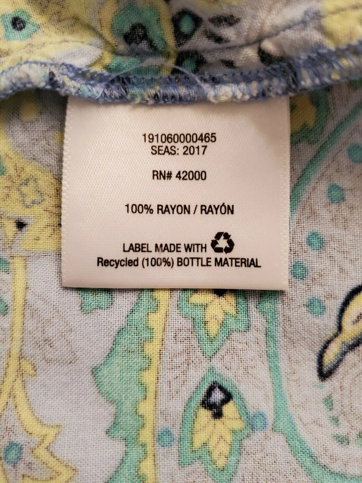 Основные издания женская рубашка блузка размер L большой синий белый желтый пейсли - Изображение 3 из 4