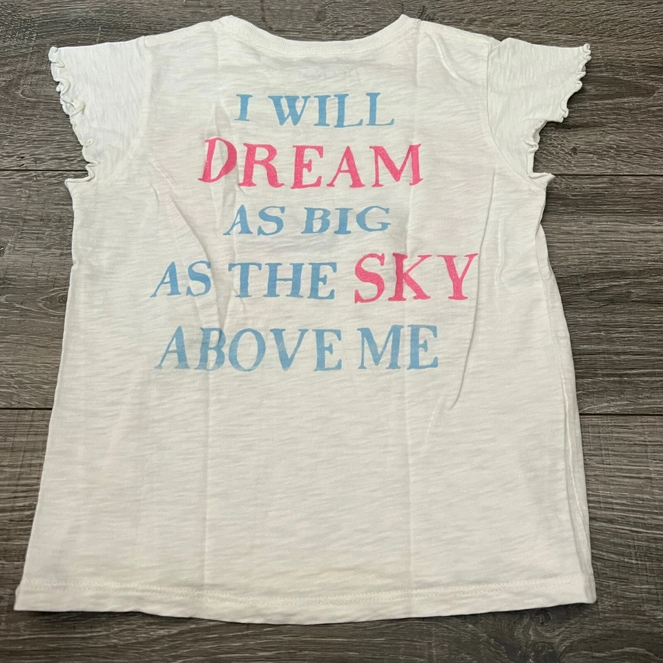 Camiseta Peek Niñas Talla 8 Algodón Blanco Suave Manga Corta Borde Lechuga Mariposa Foto 2 de 4