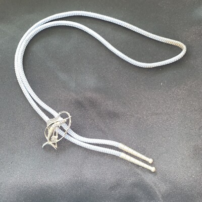 Vintage Swank Bolo Tie Sailfish Rod and Reel Fishing Tie